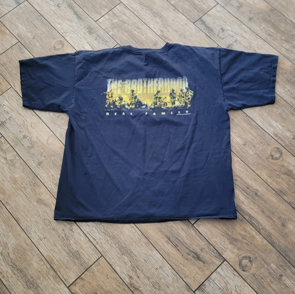United Brotherhood of Firefighters Vintage 2002 XXL  Tee Faded Blue NO RIPS ASIS